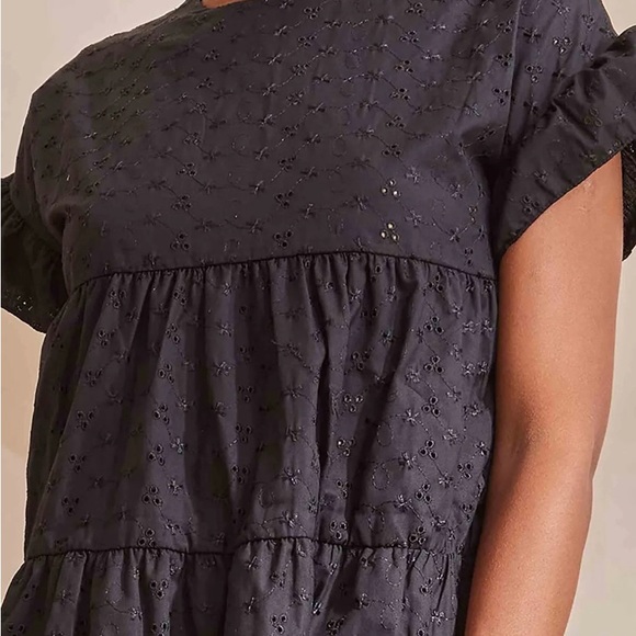 Pretty Little Thing Womens Black Broderie Anglaise Smock Dress Size UK 6 EUR 34 - Picture 5 of 16